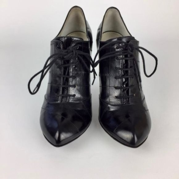 Dolce Gabbana Black Lace Up Oxford Stiletto Booties size EU 36.5 US 6.5 - Picture 2 of 16